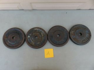 4x Vintage Paramount Los Angeles HOLLYWOOD 10 lb Cast Iron Weight Plates weights 4