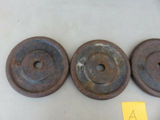 4x Vintage Paramount Los Angeles HOLLYWOOD 10 lb Cast Iron Weight Plates weights 5