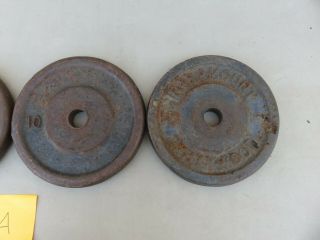 4x Vintage Paramount Los Angeles HOLLYWOOD 10 lb Cast Iron Weight Plates weights 6
