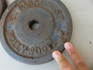 4x Vintage Paramount Los Angeles HOLLYWOOD 10 lb Cast Iron Weight Plates weights 8