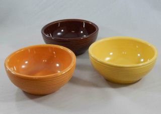 Vintage Mid - Century Mccoy Pottery 641 Brown Orange & Yellow 5 " Bowl Set Bg309