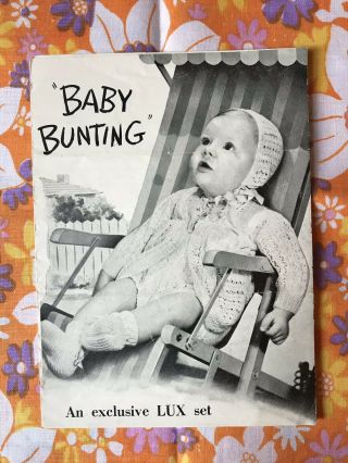 Baby Bunting An Exclusive Lux Set Knitting Pattern Vintage 1940s 1950s Baby