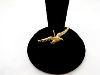 Vintage 14k Solid Gold Figural Dove In Flight Charm