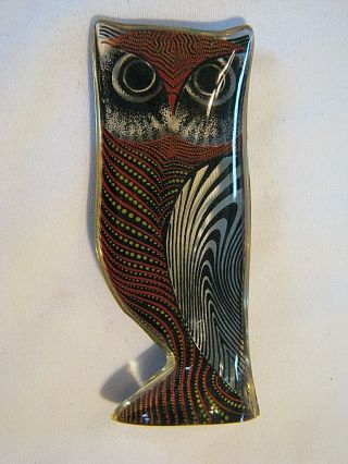 Signed 3.  5 Vintage Art Deco Abraham Palatnik Lucite Owl Sculpture Figure Brazil