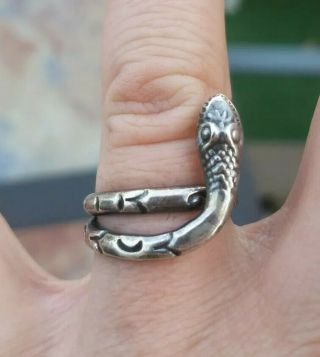 925 Vintage Mexico Rjp Sterling Silver Snake Ring