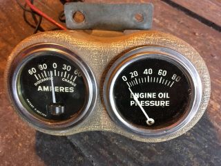 Vintage Oil Pressure & Amp Meter Gauges Cluster Rat Rod Nr