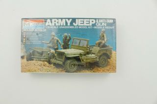 Vintage Monogram 6302 Army Jeep & Anti - Tank Gun 1/35 Scale