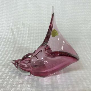 Vtg Italian Murano Art Glass Sculpture With Tag Conch Shell Purple 7.  5 " Long
