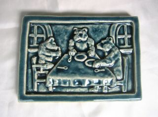Vintage Pewabic Pottery Glazed Tile Of The Three Bears 1992