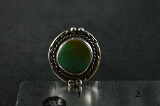 Vintage Sterling Silver Green Stone Dome Ring - 7g 4