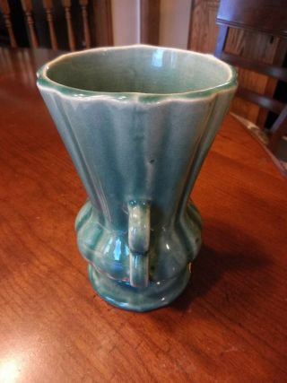 Vintage McCoy Pottery Double Handle Vase Green Art Deco 9 
