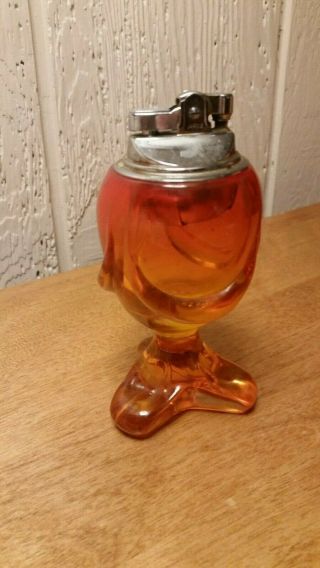 Vintage Viking Glass Persimmon Table Cigarette Lighter