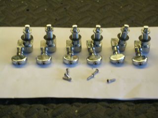 VINTAGE 80 ' s GROVER CHROME 6 INLINE TUNERS COMPLETE WITH HARDWARE. 2
