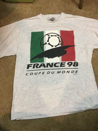 Vintage Coupe Du Monde World Cup France 1998 98 Football Soccer Italian T - Shirt