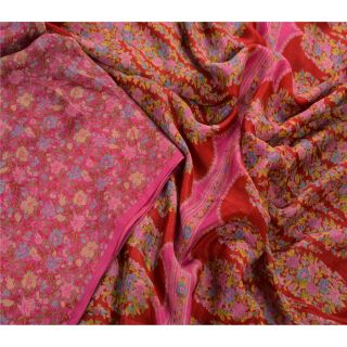 Sanskriti Vintage 100 Pure Silk Saree Pink Printed Sari Craft Decor Fabric