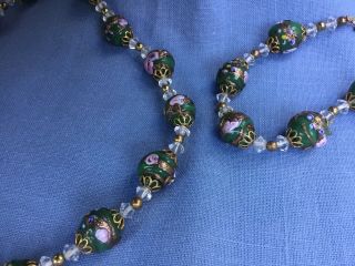 Vintage Wedding Cake Venetian Jade Glass Bead Necklace/Bracelet Set 2