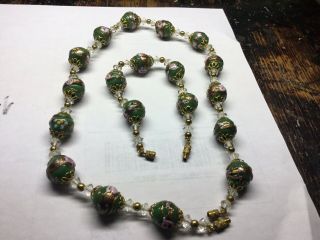 Vintage Wedding Cake Venetian Jade Glass Bead Necklace/Bracelet Set 4