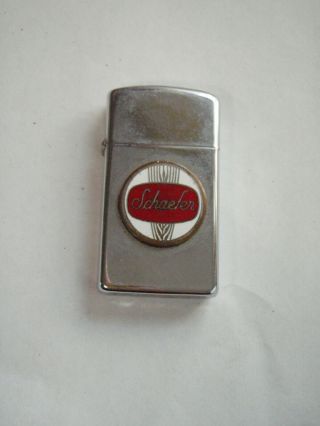 Vintage Zippo Cigarette Lighter Schaefer Beer Logo Emblem Advertisement Bar Ware