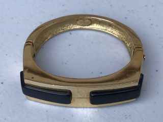 Vintage 1977 Signed Givenchy (york) Gold Tone & Black Lucite Bracelet
