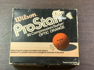 Vintage Wilson Pro Staff 90 Compression/surlyn Optic Orange Box Of Golf Balls