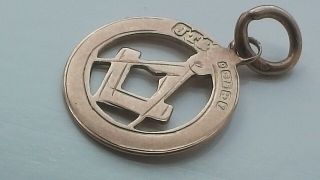 Vintage 1923 Solid 9ct Rose Gold Masonic Albert Watch Chain Fob Pendant 1.  3g 3
