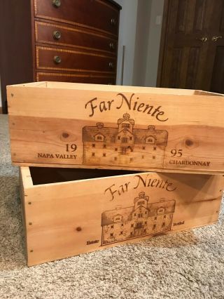 1995 - 1991 Far Niente Chardonnay Napa Valley Wood Wine Crate - Vintage Wine Box
