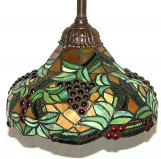 VINTAGE MOSAIC ARTS & CRAFTS TIFFANY STYLE STAINED GLASS HANGING PENDANT LAMP. 4
