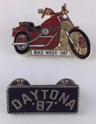1987 Bike Week Motorcycle Vintage Collectors Pins - 2