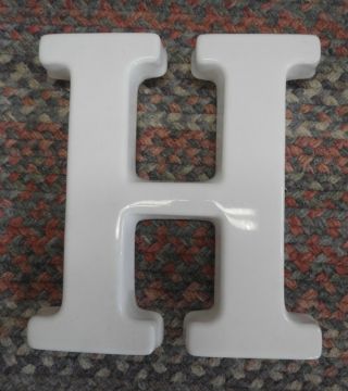 White Plastic 12 " Hanging Letter H Store Sign Spell - Out Alphabet Capital Vintage