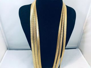 VTG.  UNMARKED MONET TEXTURED SILKY GOLD TONE 3 - CHAIN NECKLACE 2