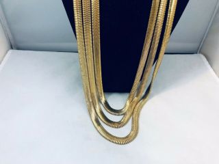 VTG.  UNMARKED MONET TEXTURED SILKY GOLD TONE 3 - CHAIN NECKLACE 3