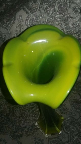VTG.  HAND BLOWN ART GLASS,  CALLA LILY - - JACK IN THE PULPIT BUD VASE 3