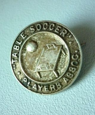 Vintage " Subbuteo " Table Soccer Players Association,  White Metal Pin Badge.  Gaunt