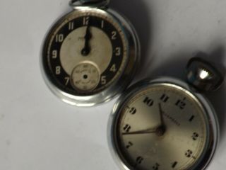 2 Vintage Chrome Cased Ingersoll Pocket Watches For Spares / Repairs