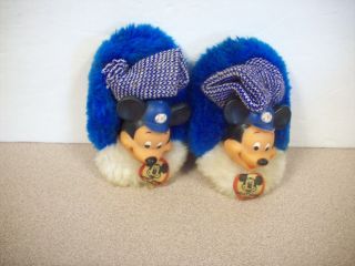 Vintage Mickey Mouse Club Toddler Child Slippers Vinyl Head Size 3