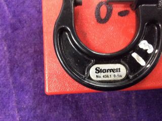Vintage Starrett Outside Micrometer No.  436 - 1 1in w/ Hard Case - 7