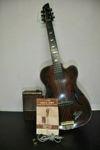 Vintage Emenee Tiger Plastic Toy Guitar
