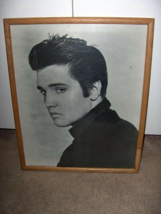 Vintage Young Elvis Presley 16 X 20 Photo Print B & W Framed Glass