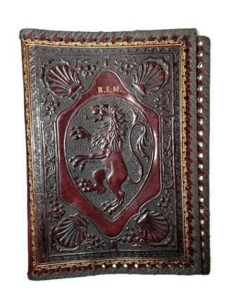 Vintage Leather Bible Book Cover Intricate Handmade Made In Italy