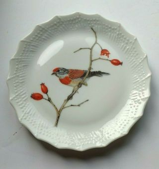 Vintage Set Six (6) Limoges France - Cake - Snack Plates - Birds - Hand Painted