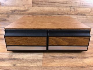 Vintage Vhs Cassette Two Drawer Storage Cabinet Holds 24 Stackable Wood Effect