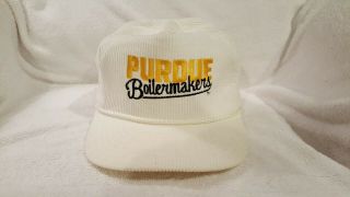 Purdue Boilermakers Vintage Strapback Hat Unworn White Corduroy
