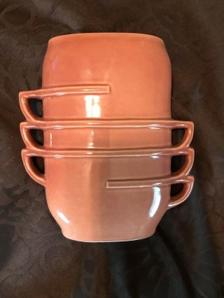 Vintage Red Wing Vase - 1359 " Tiered Teacups " - Orange,  Light Green Inside