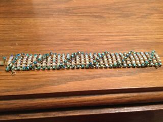 Very Pretty Vintage Rhinestone Bracelet,  7&2/2” Long,  1” Wide