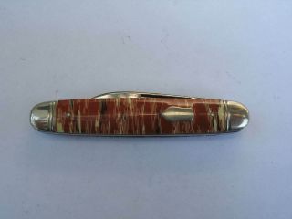 Vintage Crown Imperial Prov R.  I.  Usa 2 - Blade Peanut Jack Pocket Knife Marbled