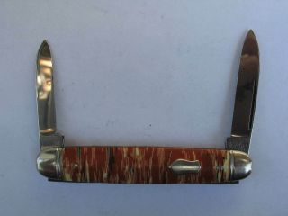 Vintage Crown Imperial PROV R.  I.  USA 2 - Blade Peanut Jack Pocket Knife Marbled 3