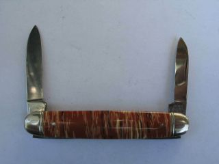 Vintage Crown Imperial PROV R.  I.  USA 2 - Blade Peanut Jack Pocket Knife Marbled 4