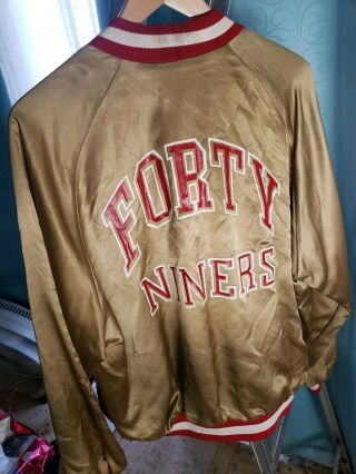 Vintage San Francisco 49ers Chalk Line Satin Jacket Men Size Xl Arch Gold 80s