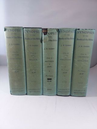 Vtg 1942 5 Vol.  Set Synopsis Of The Books Of The Bible J.  N Darby Revised Ed.