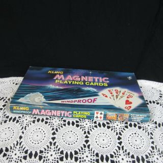 Vintage Kling Magnetic Playing Cards Game Board Windproof Made USA 2